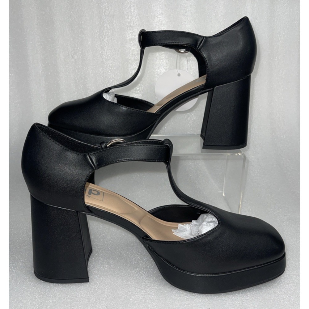 POP Worthy Black Mary Jane Chunky Platform Heeled Retro Shoe Women's Size 11 NEW - Picture 2 of 16